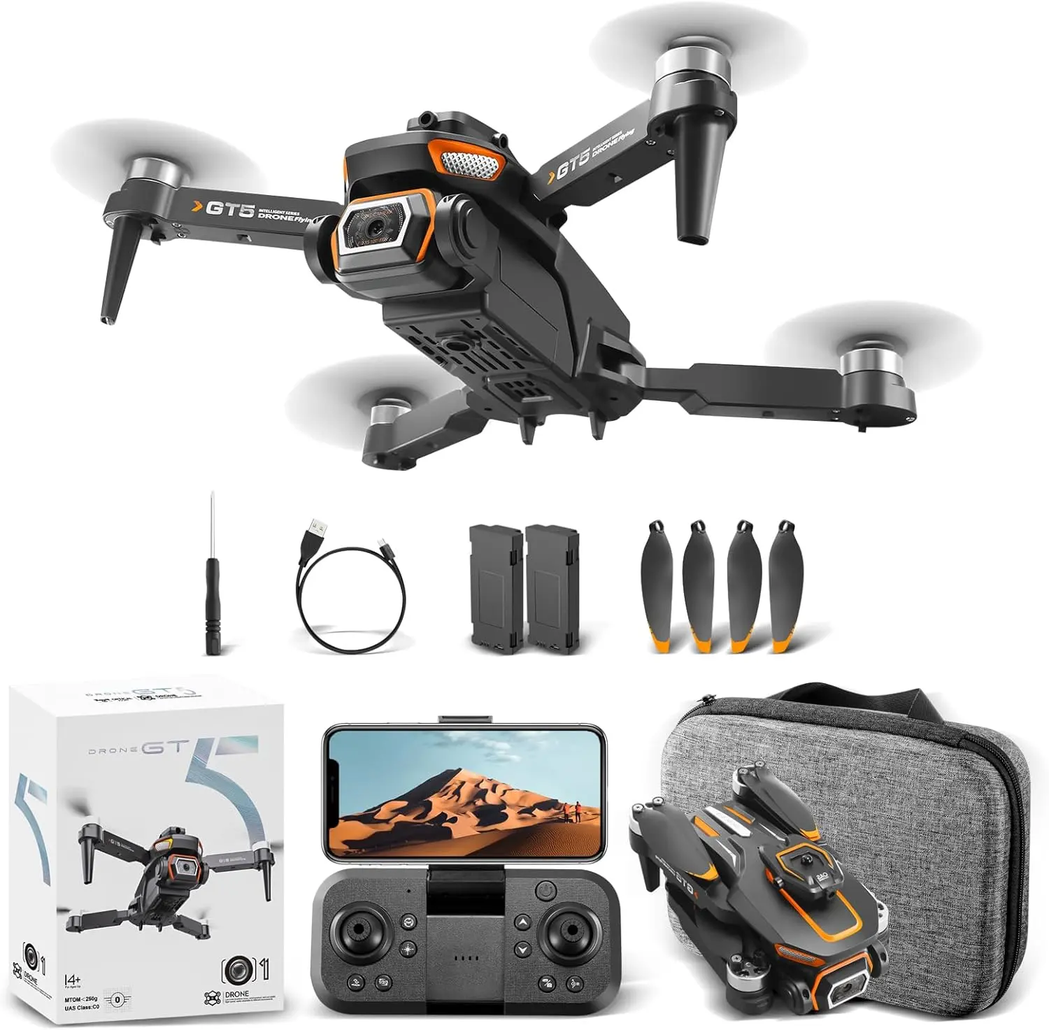 GT5 Drone Com Câmera Profissional FPV 4K/6K WiFi Mini Quadricóptero GN-501