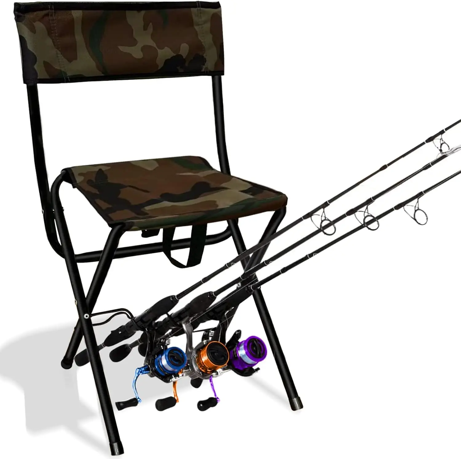 LEADALLWAY Cadeira de pesca dobrável com suporte de vara