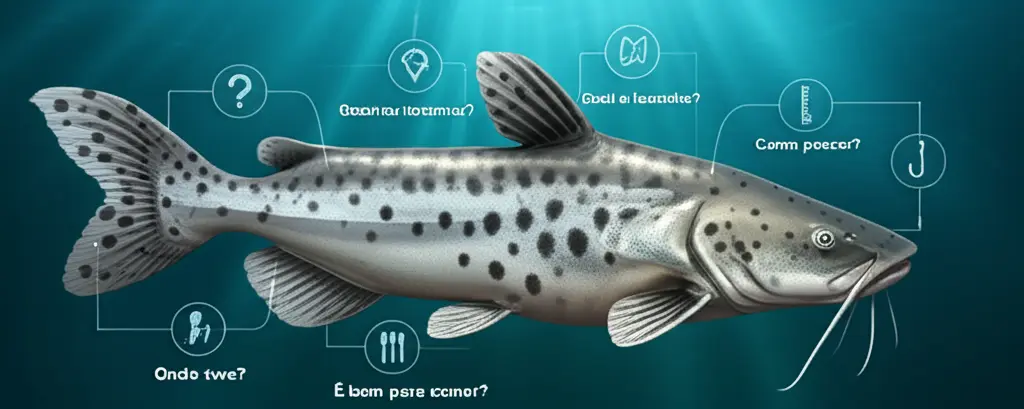Pescador com uma interrogação ao lado de um peixe Pintado, representando dúvidas comuns.