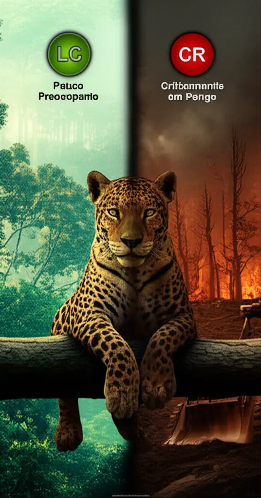 Gráfico de declínio populacional de peixes com símbolos de poluição e barragens, representando ameaças à conservação.